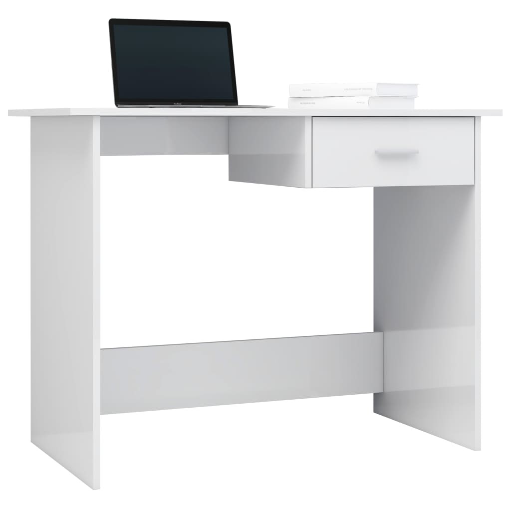 Desk High Gloss White 100x50x76 cm Chipboard